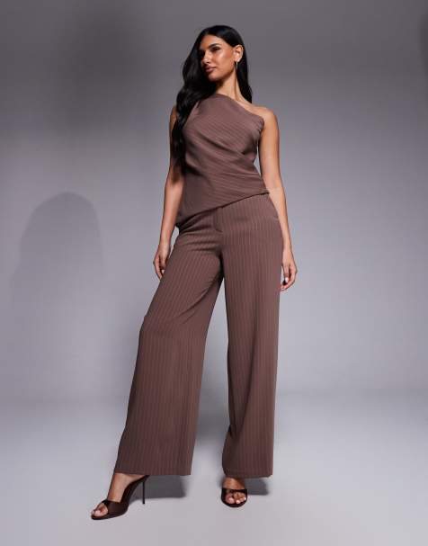 Forever New set in brown pinstripe - view 1