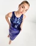 Forever New shard sequin midi dress in cobalt-Blue