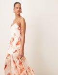 [Forever New] Forever New sheer drop hem maxi dress in apricot floral-Red 8 Odella Floral