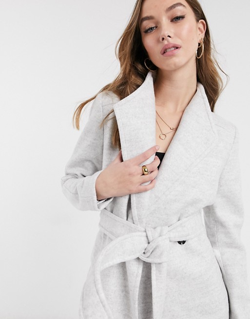 Forever New short wrap tie smart jacket in grey