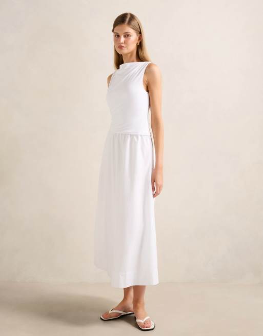 Forever New slash neck sleeveless midi dress in white, 2 of 4