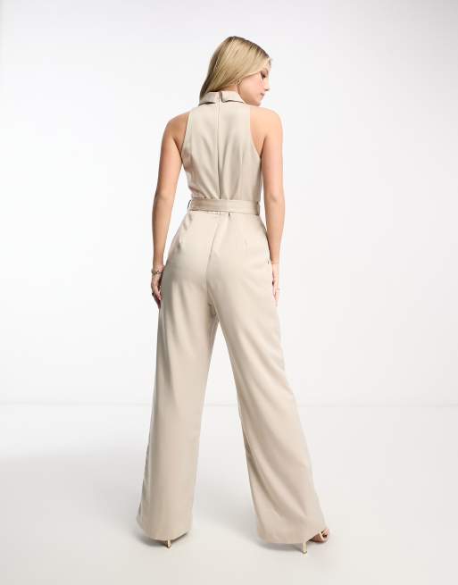 Women's Jumpsuits Belted Tubeless Sleeveless Elastic Jumpsuit – Landing  Closet