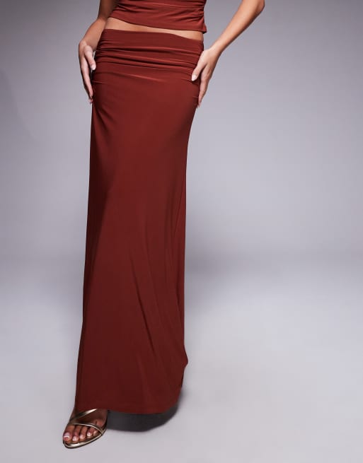 Forever New slinky maxi skirt co-ord in rust, 2 of 5