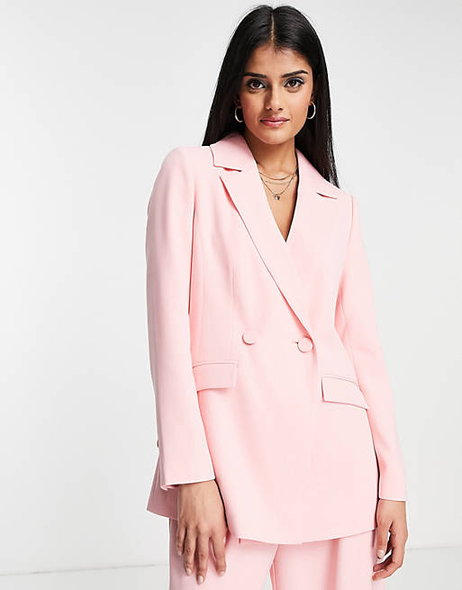 Forever New slouchy blazer and suit pants set in pink | ASOS