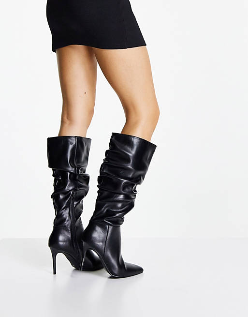 Forever New slouchy knee high boots in black
