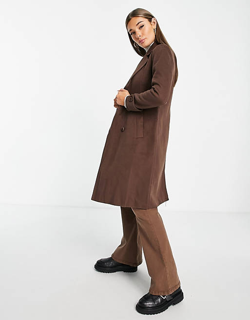 Forever New smart midi coat in chocolate brown