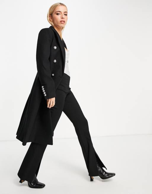 Long black military coat best sale