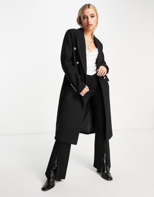 military coat women black