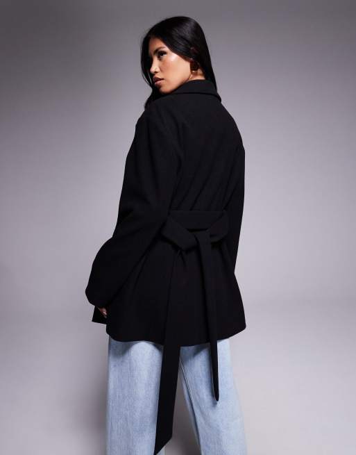 Forever New - Sort og elegant slå om-frakke, 2 af 4