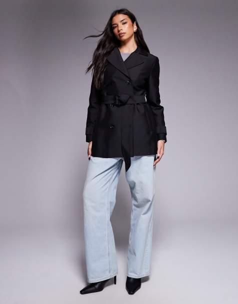 Forever New - Sort og kort trenchcoat med bælte - view 1