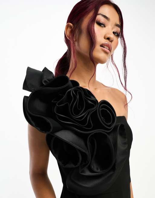 Forever New - Sort oneshoulder-jumpsuit med corsage-detalje, 3 af 4