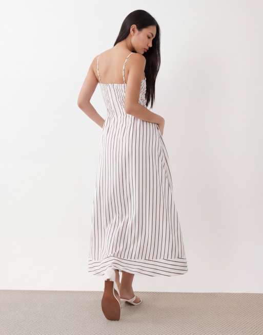 Forever New spaghetti strap maxi dress in brown mixed stripe, 4 of 4