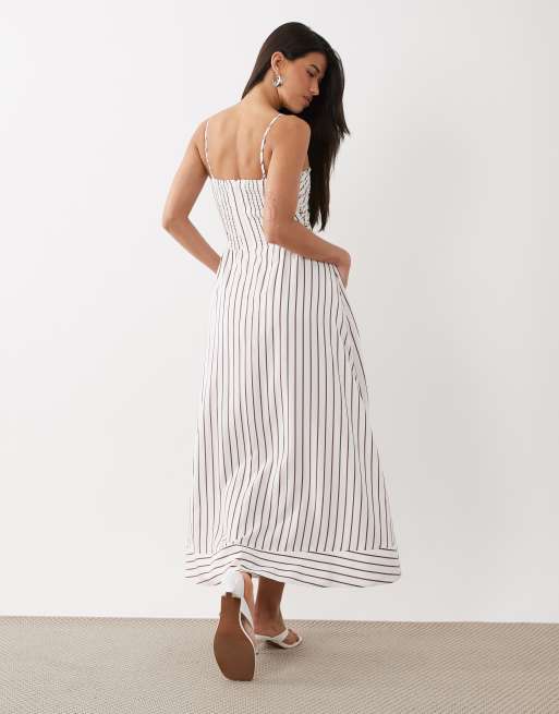 Forever New spaghetti strap midi dress in brown mixed stripe | ASOS