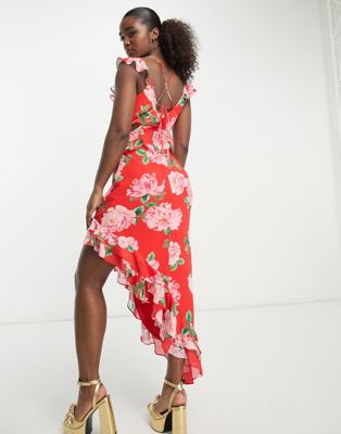 Forever New split maxi dress in red floral