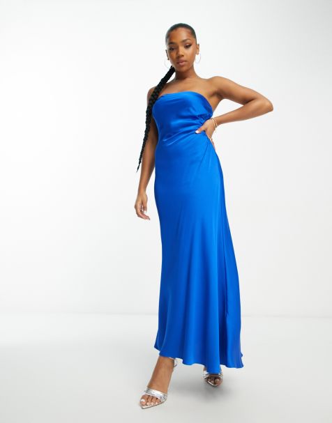 Forever New - Strapless maxi kokerjurk in elektrisch blauw - view 1