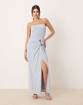 [Forever New] Forever New strapless ruched maxi dress in blue fog 8 Blue fog