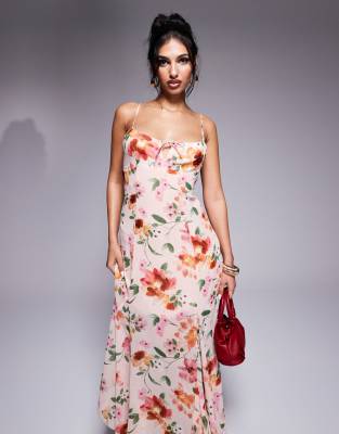 Forever New Forever New strappy midaxi dress in pink floral