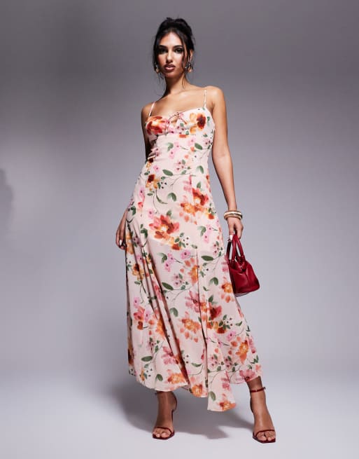 Forever New strappy midaxi dress in pink floral, 2 of 4