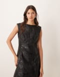 [Forever New] Forever New structured embroidered mini dress in black 8 Black