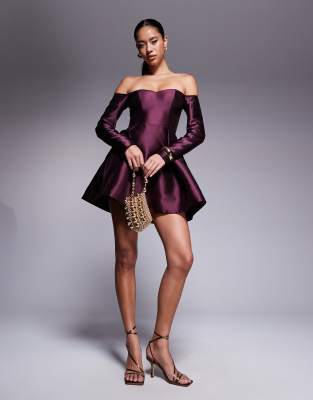 Forever New Forever New structured mini dress in italian plum-Purple