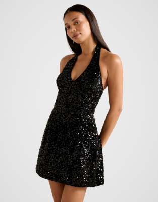 Forever New - Strukturiertes Minikleid aus Samt in Schwarz mit Verzierung