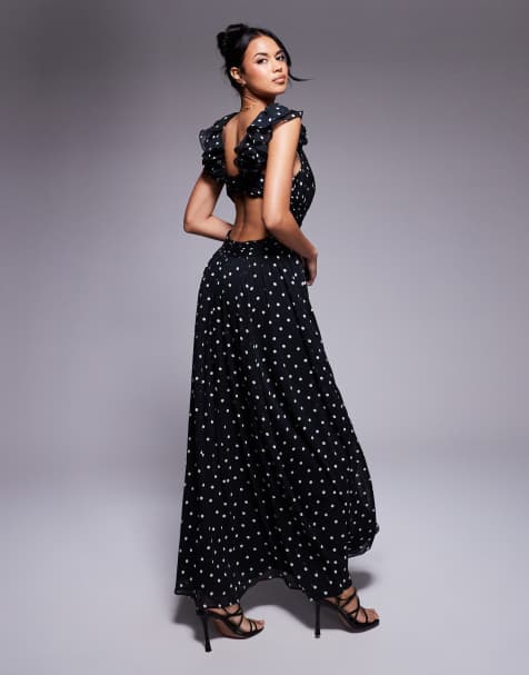 Forever New rosette maxi dress in polka dot