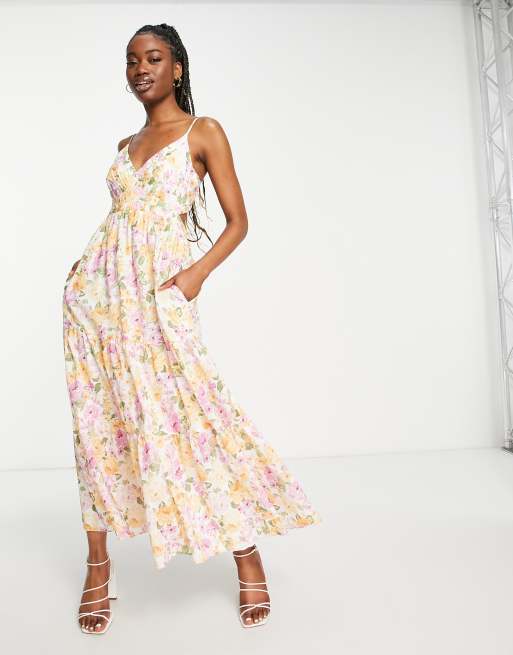 Forever New – Sukienka maxi z odkrytymi plecami w kolorowy kwiatowy wzór