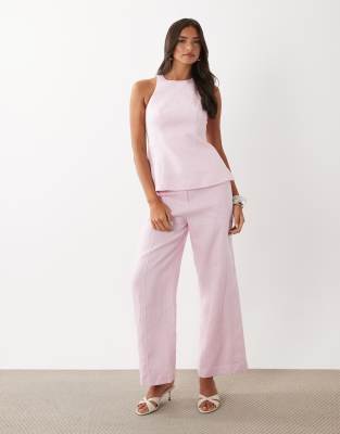 Forever New Forever New tailored linen trouser co-ord in pink