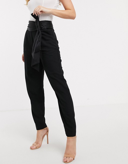 Forever New tailored trouser with bow detail in black