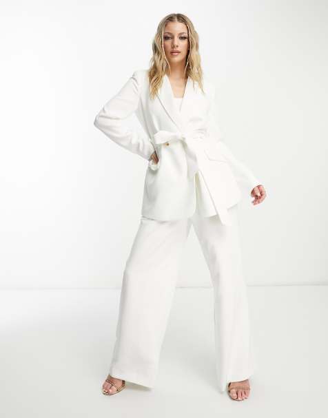 Forever New tailored wide leg pants in ivory - view 1