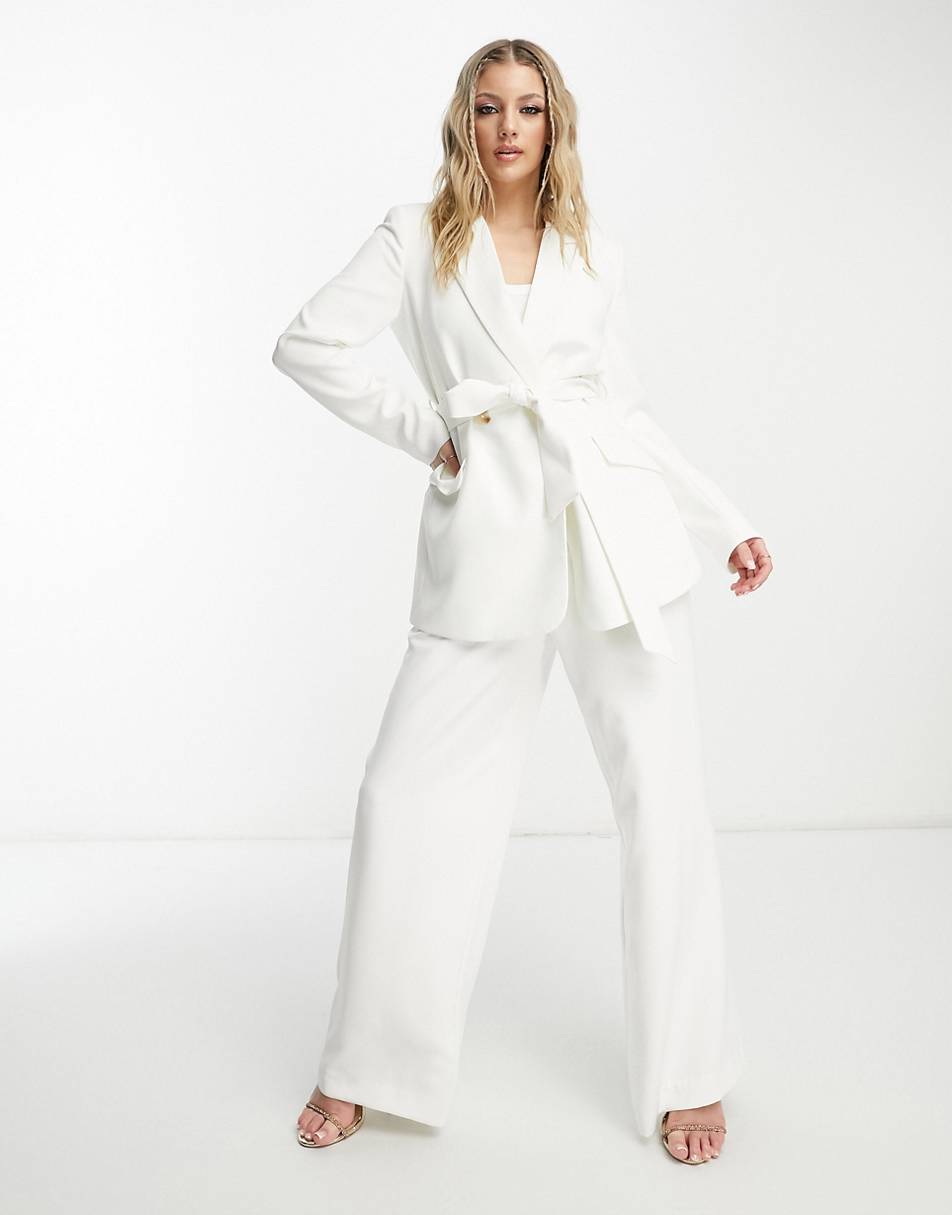 Forever New tailored wide leg trousers in ivory