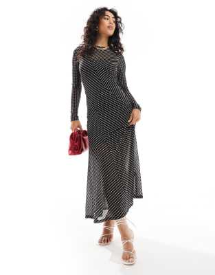 Forever New textured spliced maxi dress in black dot