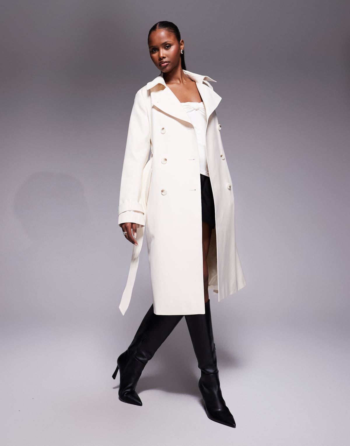 Forever New trench midi coat in cream