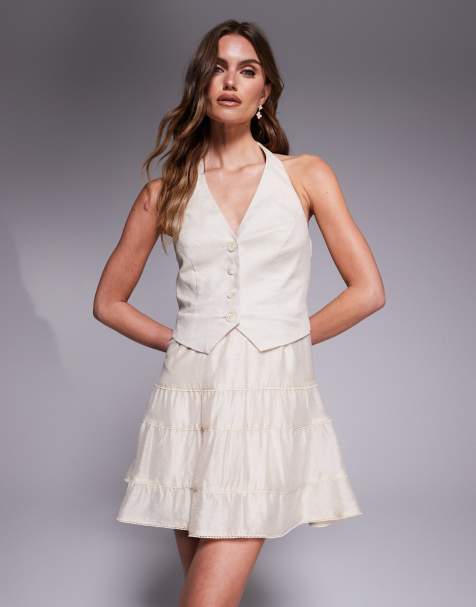 Forever New tuxedo mini dress in stone - view 1