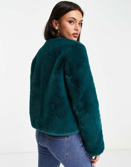 Veste fausse fourrure online vert sapin