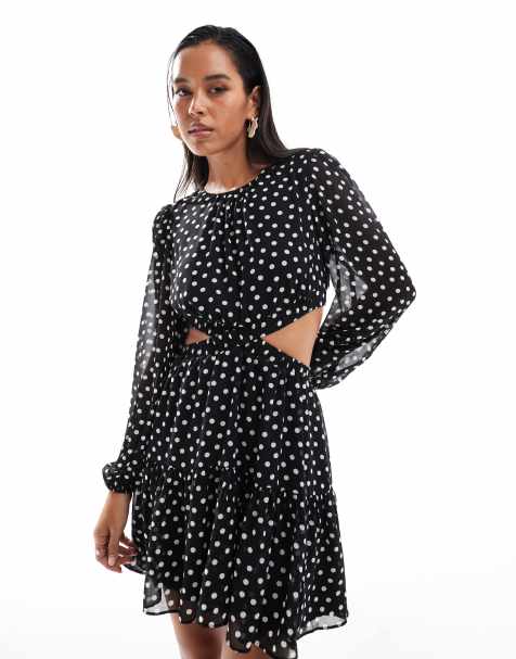 Forever New - Vestito corto con cut-out nero a pois - view 1