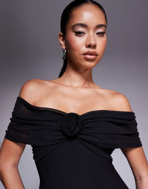 Forever New - Vestito corto nero con spalle scoperte, 3 di 4