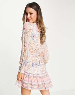Vestito kimono corto avvolgente allacciato in stampa cachemire multicolore - Forever New  donna Multicolore - immagine1