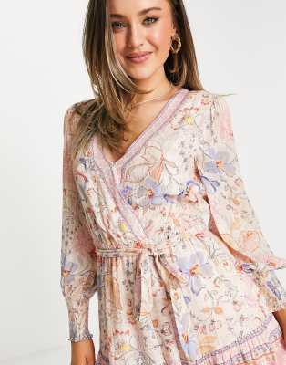 Vestito kimono corto avvolgente allacciato in stampa cachemire multicolore - Forever New  donna Multicolore - immagine3