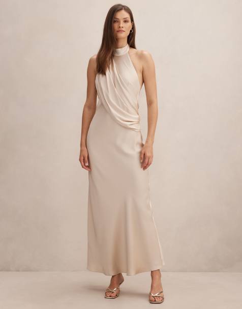 Forever New - Vestito lungo accollato drappeggiato color oro - view 1