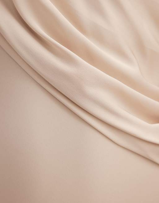 Forever New - Vestito lungo accollato drappeggiato color oro, 3 di 4