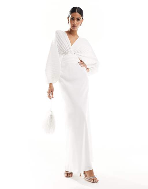 Forever New - Vestito lungo da sposa color avorio in raso a pieghe