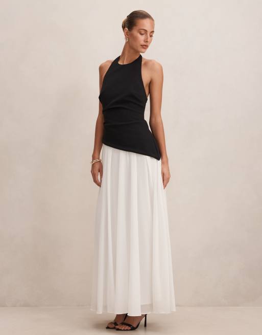 Forever New - Vestito midi allacciato al collo monocromatico color block a contrasto