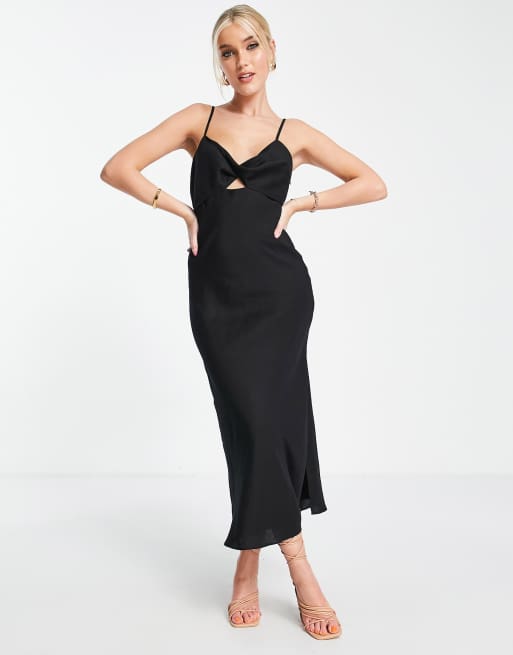 Forever New - Vestito sottoveste nero incrociato con cut-out, 4 di 4