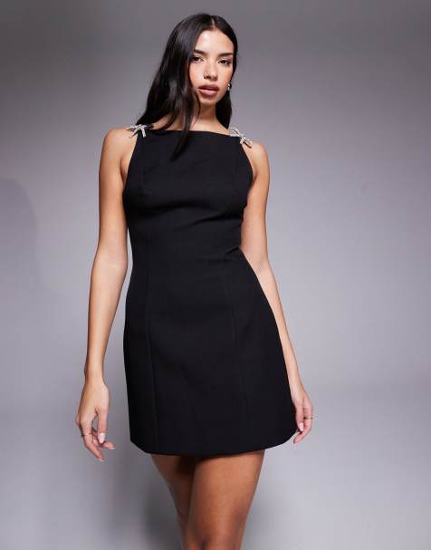 Forever New - Vormgegeven mini jurk met strikversiering in zwart - view 1