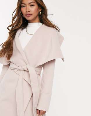 Forever New waterfall wrap coat in pink 