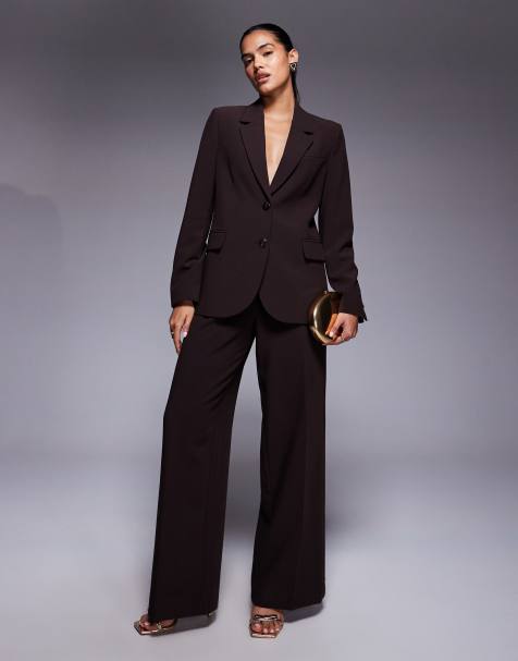 Forever New wide leg pants suit in chocolate (Part of a set) - view 1