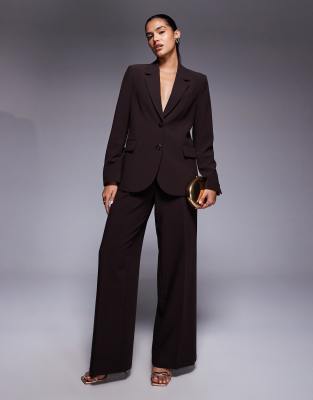 Forever New Forever New wide leg trouser suit co-ord in chocolate-Brown