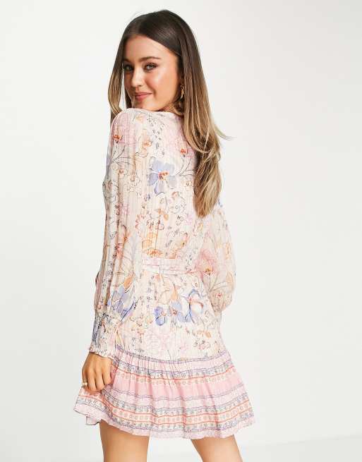 Forever New wrap tie kimono mini dress in multi-colour paisley print, 2 of 4