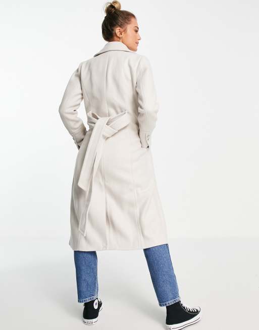 Forever New wrap tie smart midi formal coat in cream, 2 of 4